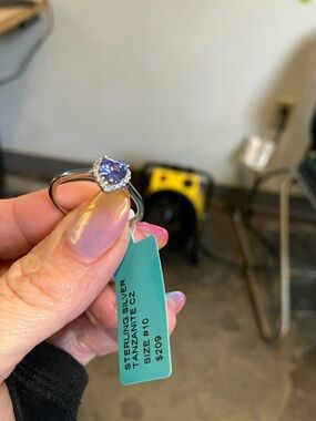 Sterling Silver Tanzanite CZ Heart Ring - Purple